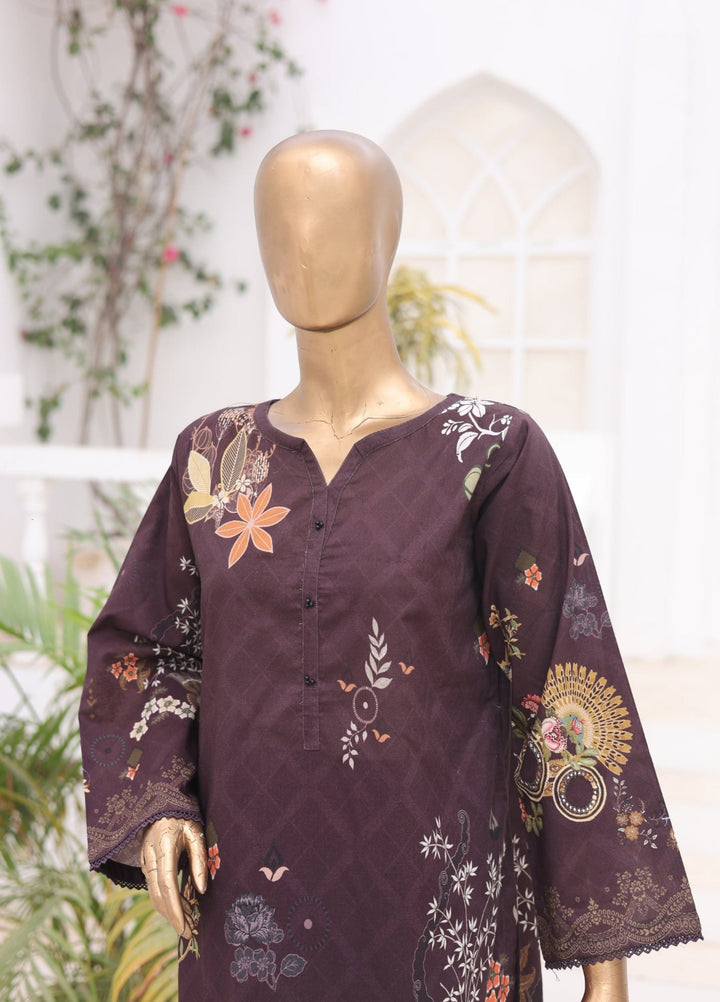 Suntex Fabrics Women RTW Printed Lawn 2 Piece Suit Plum - Casual Collection