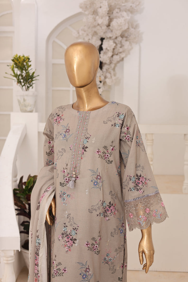 Suntex Fabrics Women RTW Printed Lawn 3 Piece Suit Laser Greige Eid Collection
