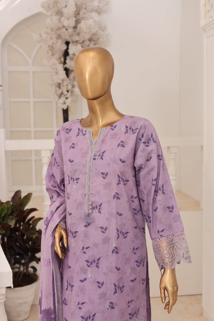 Suntex Fabrics Women RTW Printed Lawn 3 Piece Suit Laser Lilac Eid Collection