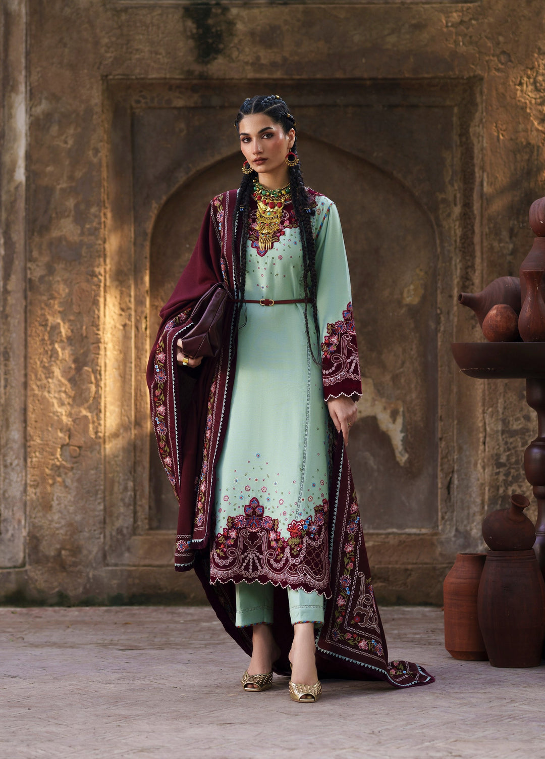 Gulnar by Bin Ilyas Unstitched Embroidered Karandi 3 Piece Suit BI26UGK 1012A - Festive Collection