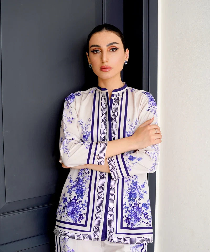 Dhaga Women Pret Printed 2 Piece Soft Crepe Cyan DHLR22 - Summer Collection