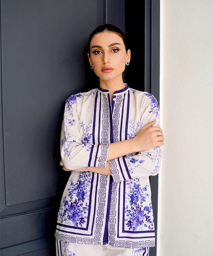Dhaga Women Pret Printed 2 Piece Soft Crepe Cyan DHLR22 - Summer Collection