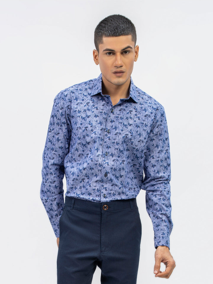 Brumano Ready To Wear Shirts Men 1 Piece Cotton Purple Abstract Printed Shirt With Classic Collar 0-31-024-5096 - Summer Collection