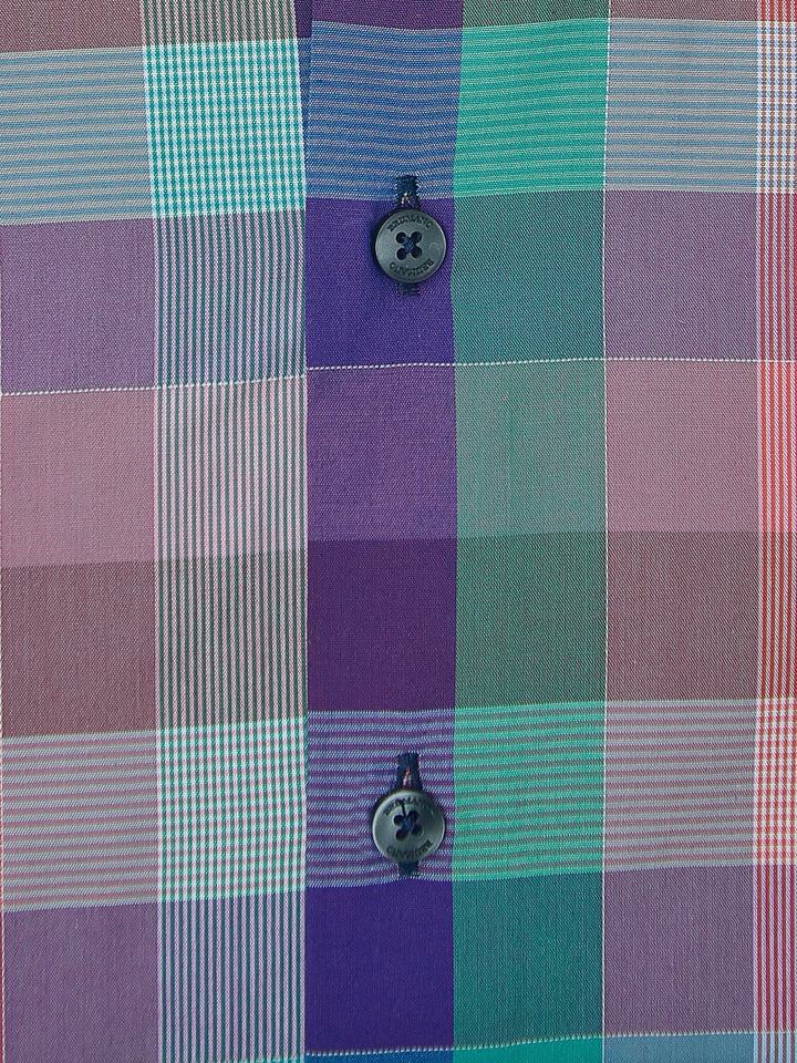Brumano Ready To Wear Shirts Men 1 Piece Cotton Purple Multi Color Checkered Shirt 0-31-024-5075 - Summer Collection