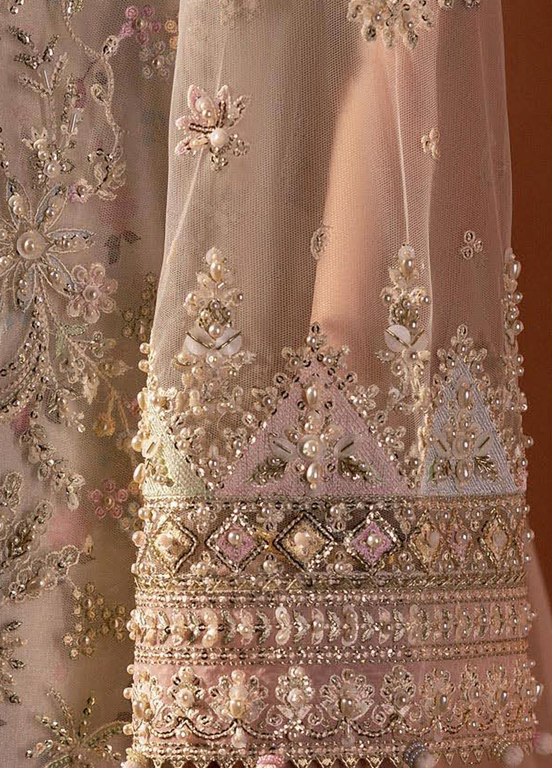 Elirah by Qalamkar Unstitched Embroidered Net 3 Piece Suit QLK26UE Elowen QMF-07 - Wedding Collection