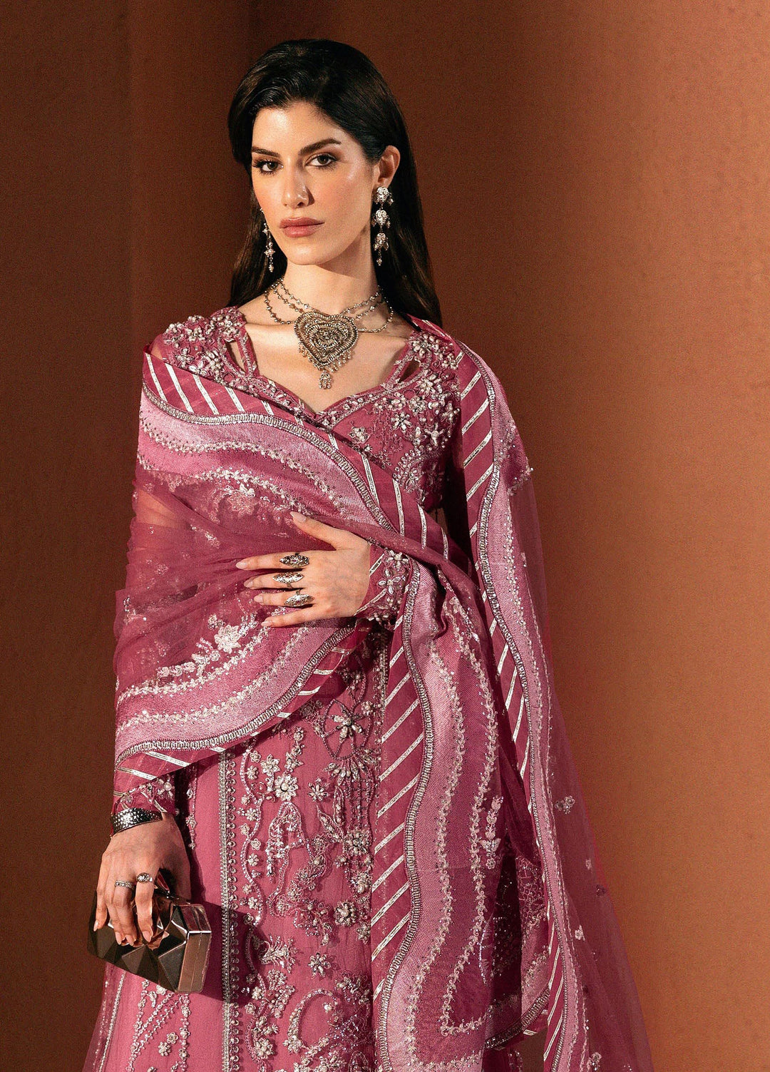 Elirah by Qalamkar Unstitched Embroidered Net 3 Piece Suit QLK26UE Marielle QMF-03 - Wedding Collection