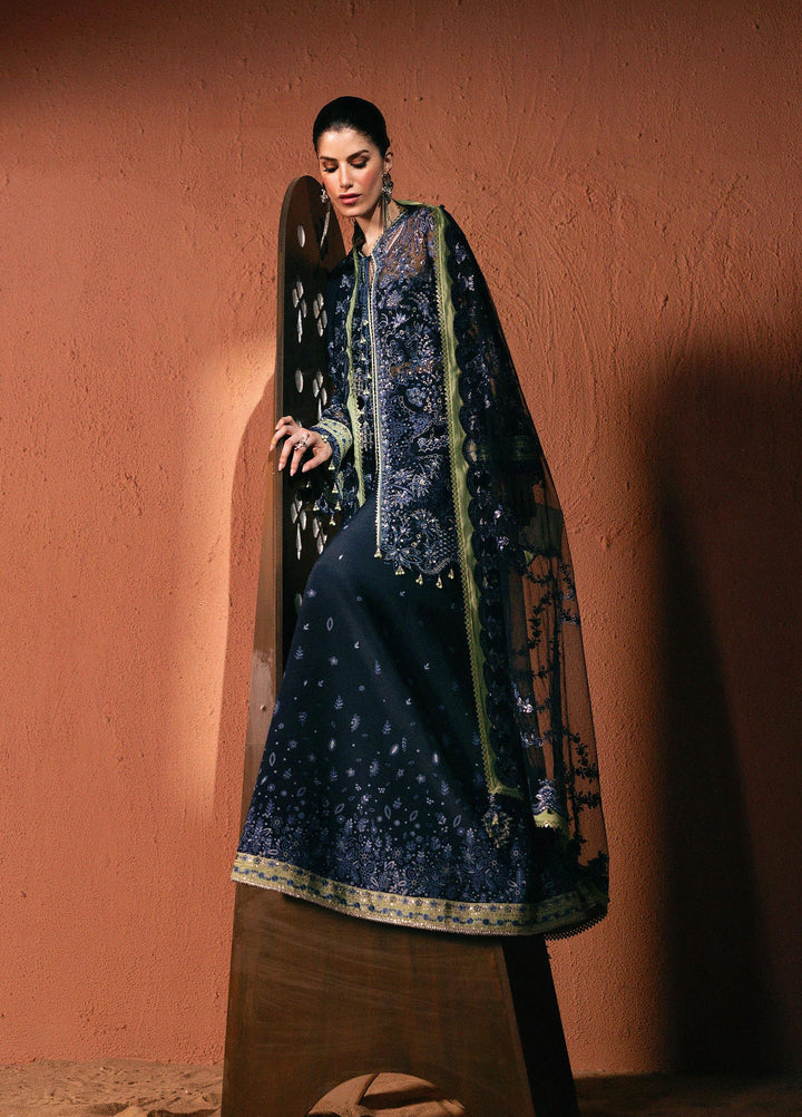 Elirah by Qalamkar Unstitched Embroidered Net 3 Piece Suit QLK26UE Sloane QMF-06 - Wedding Collection