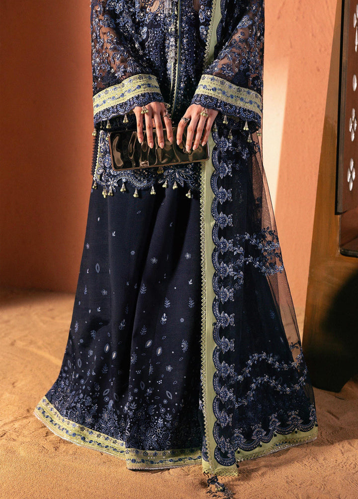 Elirah by Qalamkar Unstitched Embroidered Net 3 Piece Suit QLK26UE Sloane QMF-06 - Wedding Collection