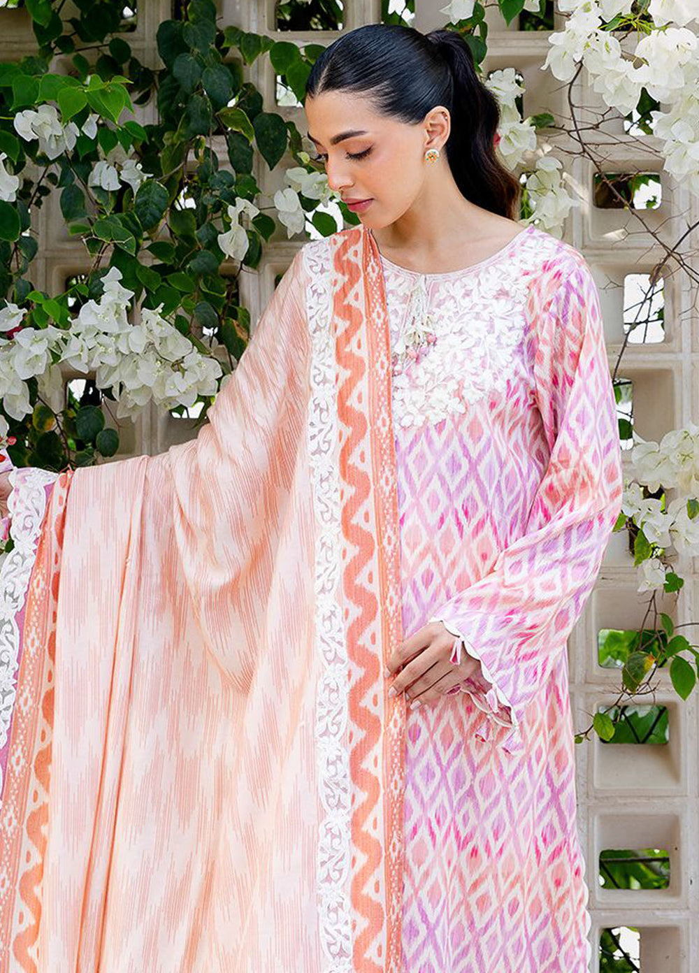 Cross Stitch Embroidered Cotton Satin Suits Unstitched 3 Piece CS25SU Radiant Charm - Winter Collection