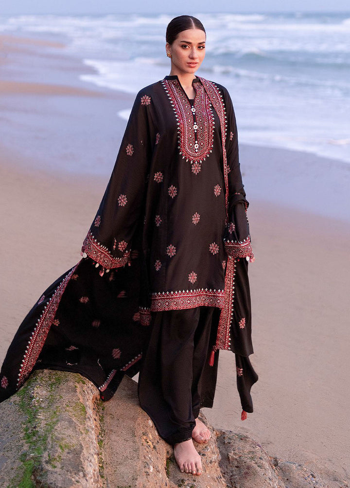 Cross Stitch Embroidered Cotton Satin Suits Unstitched 3 Piece CS25SU Raven Folk - Winter Collection
