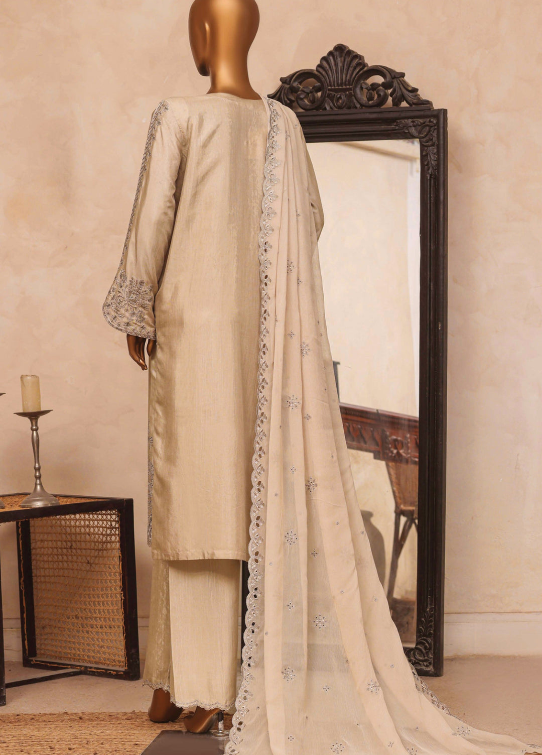 Majestic Silk by HZ Textiles RTW Embroidered Rawsilk 3 Piece Suit HZ26RMS RDE-3P-001 Hazelnut - Festive Collection