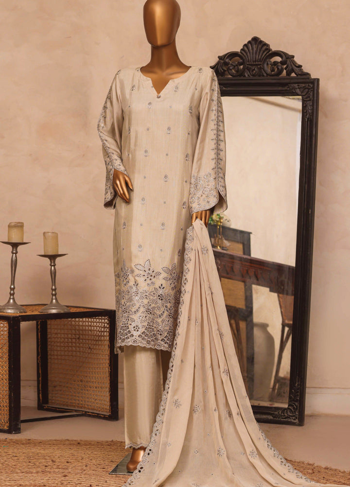 Majestic Silk by HZ Textiles RTW Embroidered Rawsilk 3 Piece Suit HZ26RMS RDE-3P-001 Hazelnut - Festive Collection
