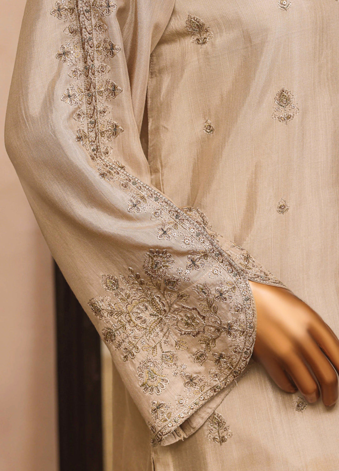 Majestic Silk by HZ Textiles RTW Embroidered Rawsilk 3 Piece Suit HZ26RMS RDE-3P-001 Hazelnut - Festive Collection