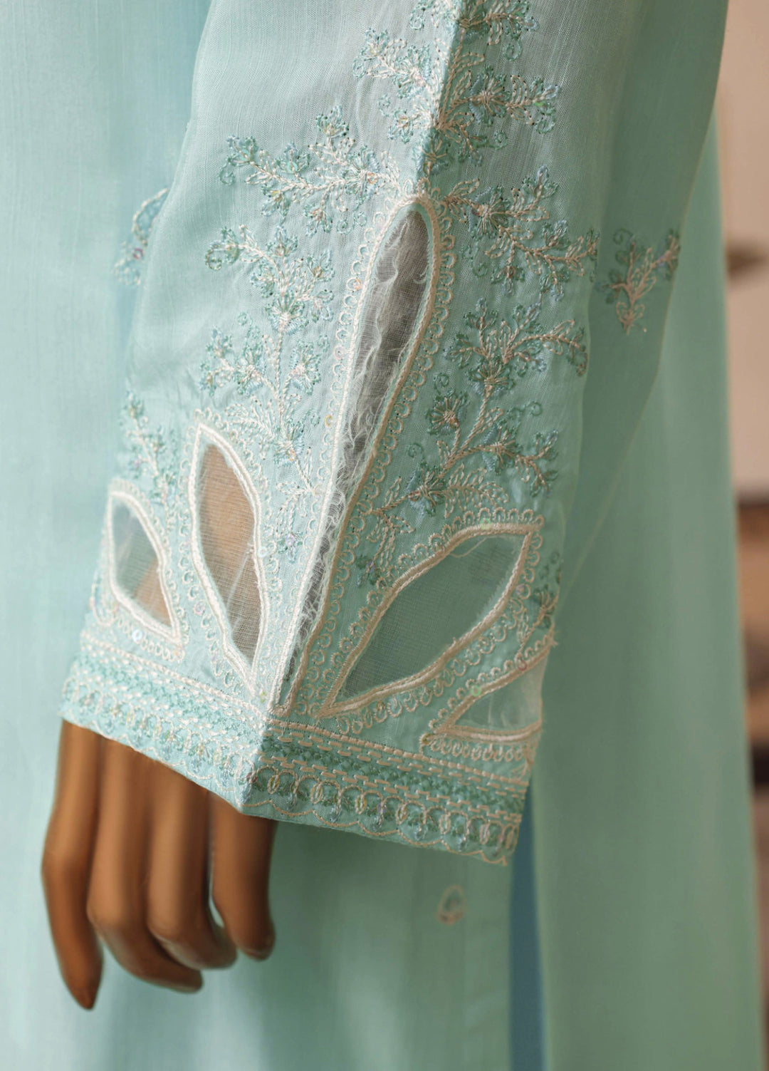 Majestic Silk by HZ Textiles RTW Embroidered Rawsilk 3 Piece Suit HZ26RMS RDE-3P-002 Ocean Mint - Festive Collection