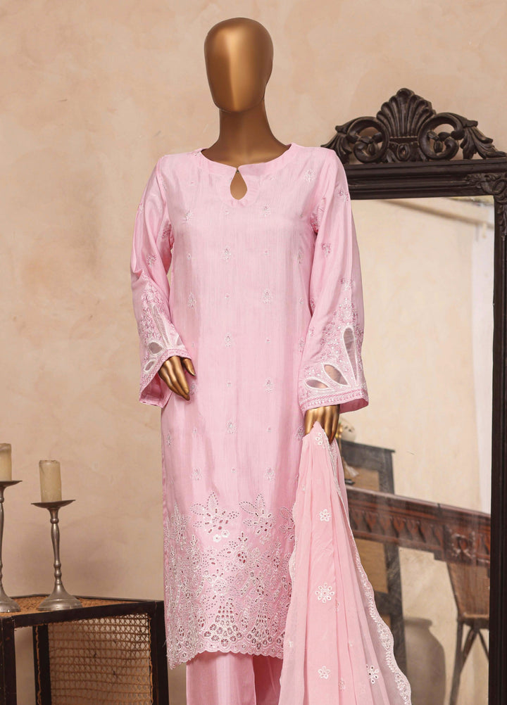 Majestic Silk by HZ Textiles RTW Embroidered Rawsilk 3 Piece Suit HZ26RMS RDE-3P-003 Blush Rose - Festive Collection