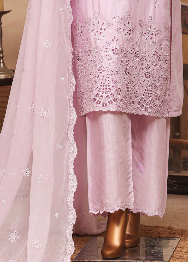 Majestic Silk by HZ Textiles RTW Embroidered Raw Silk 3 Piece Suit HZ26RMS RDE-3P-005 Lavender - Festive Collection