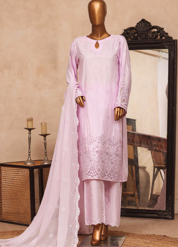 Majestic Silk by HZ Textiles RTW Embroidered Raw Silk 3 Piece Suit HZ26RMS RDE-3P-005 Lavender - Festive Collection