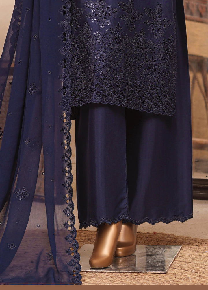 Majestic Silk by HZ Textiles RTW Embroidered Raw Silk 3 Piece Suit HZ26RMS RDE-3P-006 Navy - Festive Collection