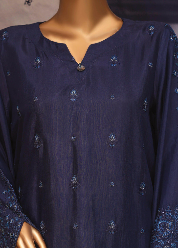 Majestic Silk by HZ Textiles RTW Embroidered Raw Silk 3 Piece Suit HZ26RMS RDE-3P-006 Navy - Festive Collection