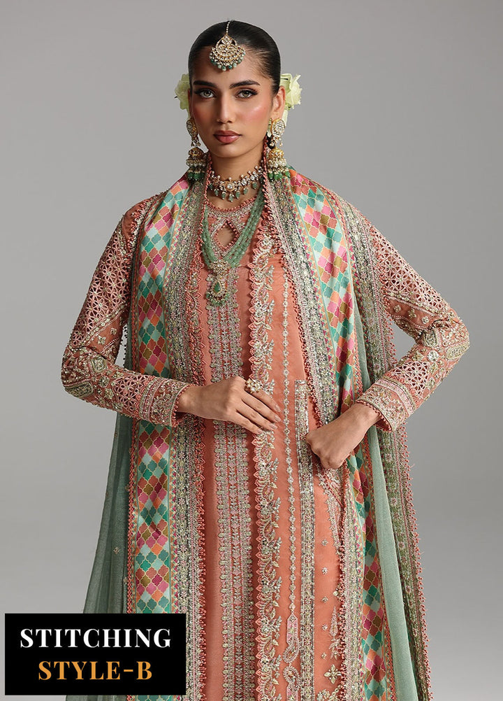 Shadmani by Qalamkar Embroidered Organza Suits Unstitched 3 Piece QLM25SW RH-04 Zehra - Wedding Collection