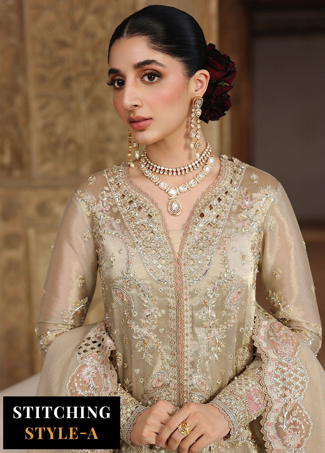 Shadmani by Qalamkar Embroidered Zari Tissue Suits Unstitched 3 Piece QLM25SW RH-07 Ameera - Wedding Collection