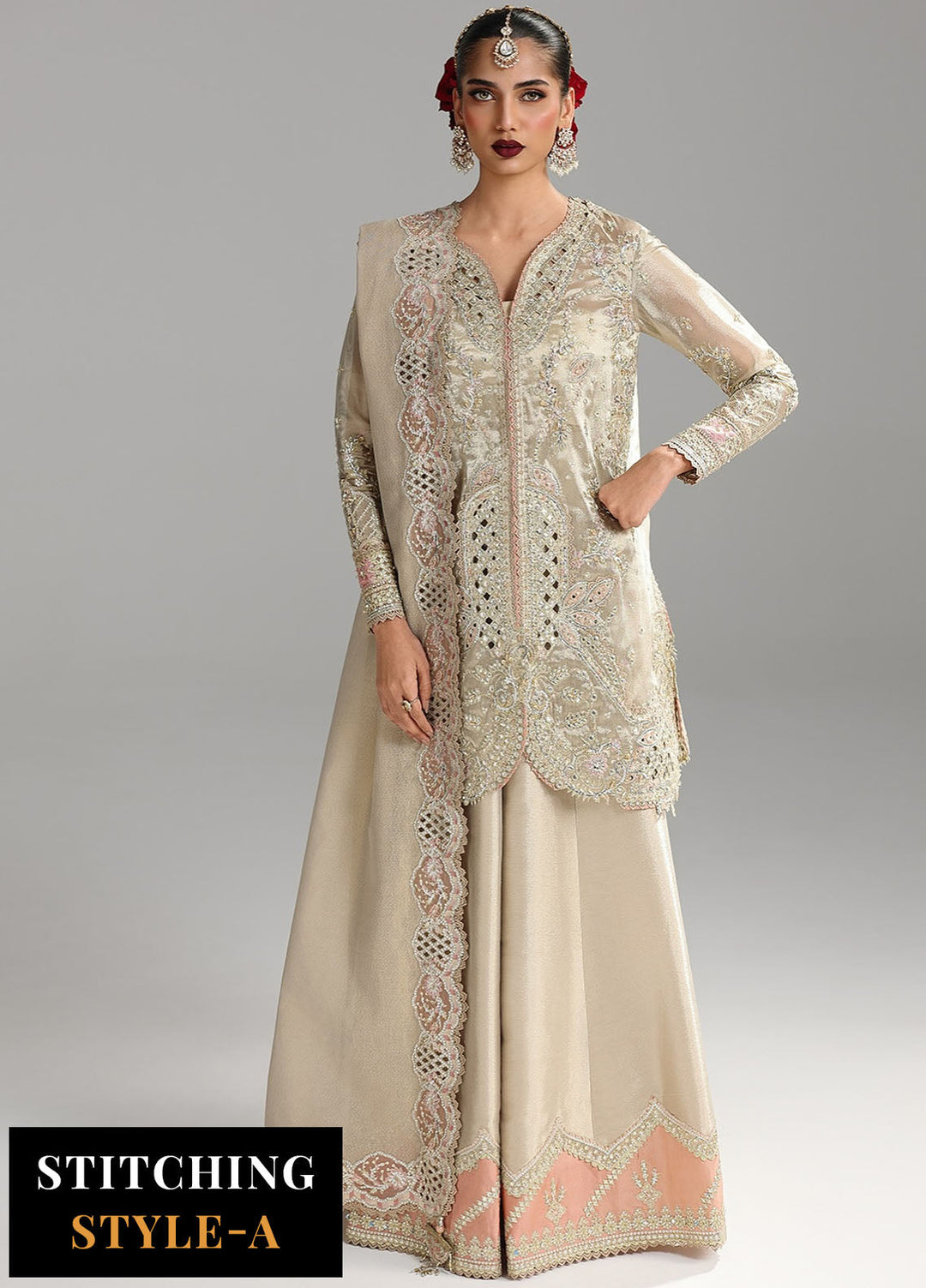 Shadmani by Qalamkar Embroidered Zari Tissue Suits Unstitched 3 Piece QLM25SW RH-07 Ameera - Wedding Collection