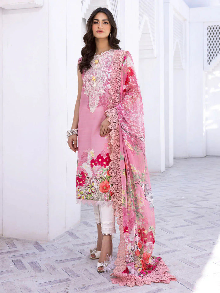 Leya by Roheenaz Embroidered Lawn Suits Unstitched 3 Piece RNZ24L RNZ-05B Coral Cove - Spring Summer Collection