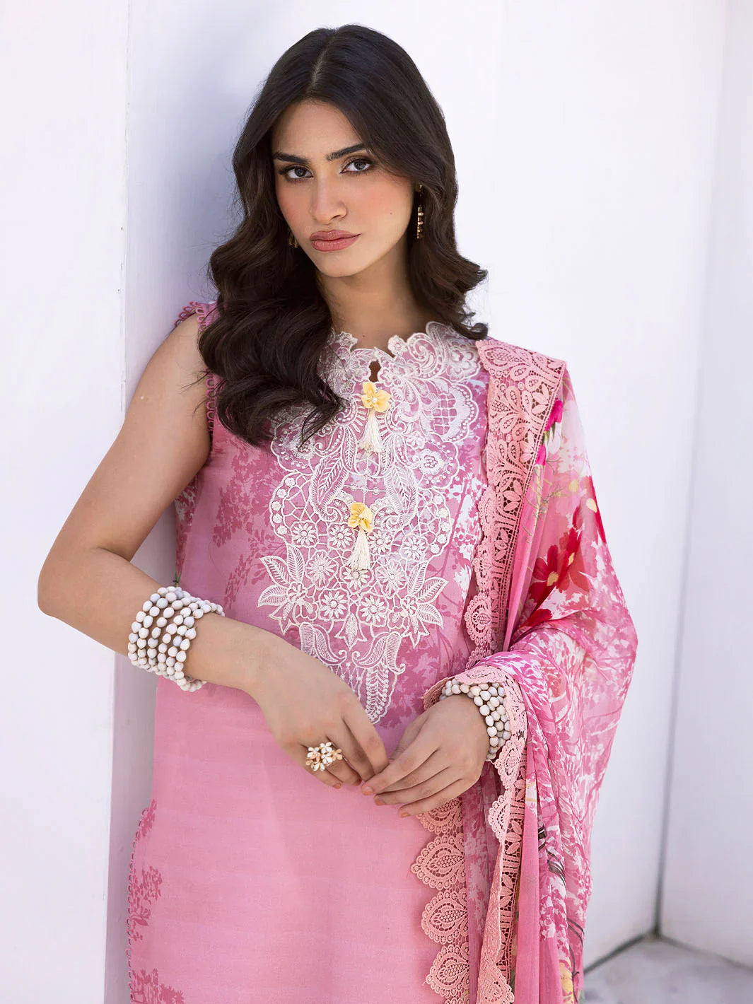 Leya by Roheenaz Embroidered Lawn Suits Unstitched 3 Piece RNZ24L RNZ-05B Coral Cove - Spring Summer Collection