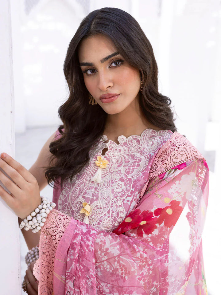 Leya by Roheenaz Embroidered Lawn Suits Unstitched 3 Piece RNZ24L RNZ-05B Coral Cove - Spring Summer Collection