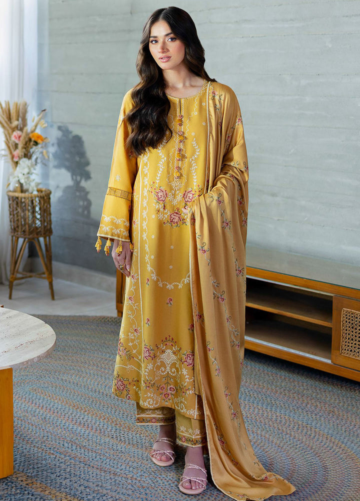 Cross Stitch Embroidered Cotton Satin Suits Unstitched 3 Piece CS25SU Rosette Bliss - Winter Collection