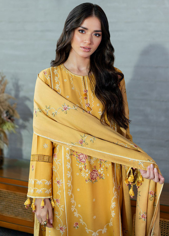 Cross Stitch Embroidered Cotton Satin Suits Unstitched 3 Piece CS25SU Rosette Bliss - Winter Collection