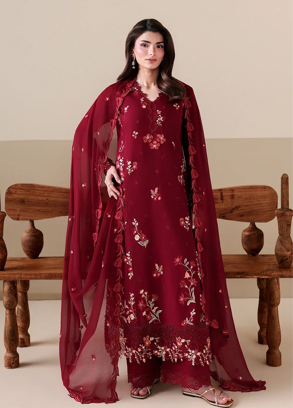 Azure Unstitched Embroidered Lawn 3 Piece Suit Ruby Rose - Festive Collection