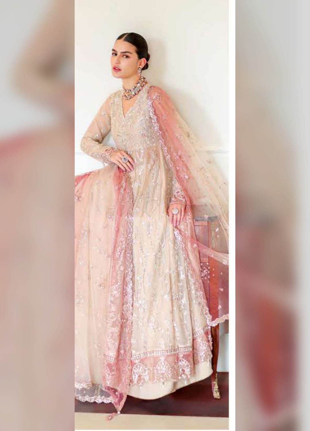 Whispers of Grace by Roheenaz Unstitched Embroidered Chiffon 3 Piece Suit RN26UWG Faye RUNCH260208 - Wedding Collection