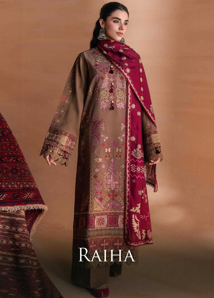 One Nation by Florent Unstitched Embroidered Viscose 3 Piece Suit FL26UON Raiha - Casual Collection