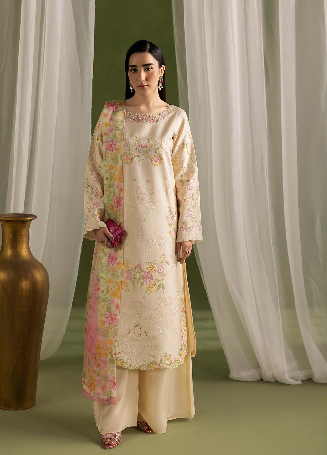 Silah by Rajbari Unstitched Embroidered Sheesh Silk 3 Piece Suit RB26US Seren - Festive Collection
