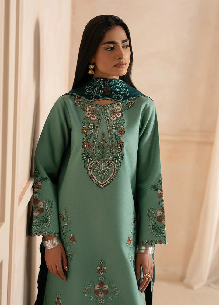 RajBari Exclusive Shawl Unstitched Embroidered Peach Leather 3 Piece Suit RB26UES 03 - Winter Collection