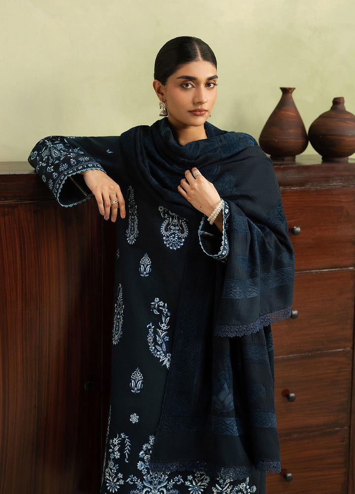 RajBari Exclusive Shawl Unstitched Embroidered Peach Leather 3 Piece Suit RB26UES 05 - Winter Collection