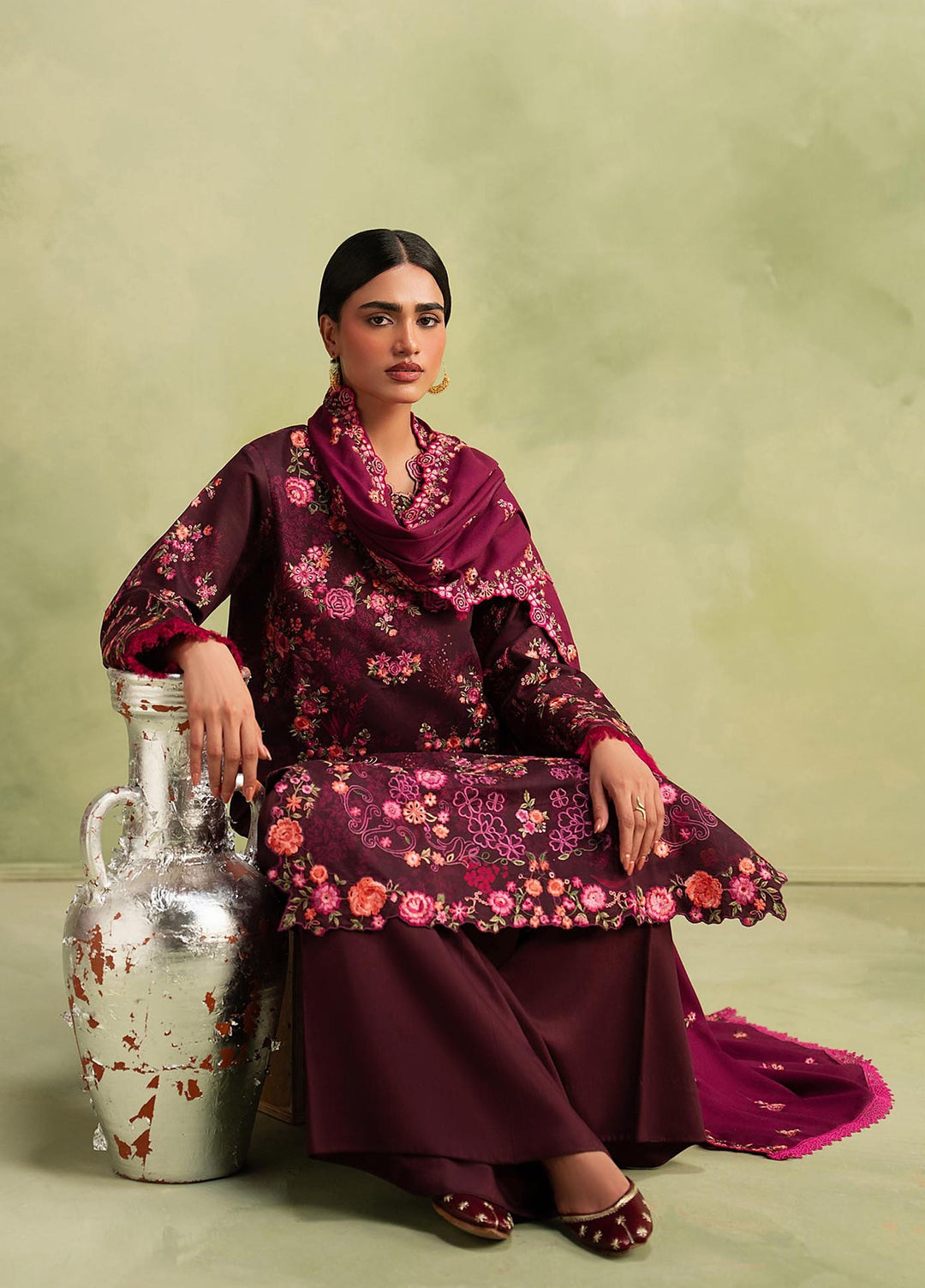 RajBari Exclusive Shawl Unstitched Embroidered Marina 3 Piece Suit RB26UES 06 - Winter Collection