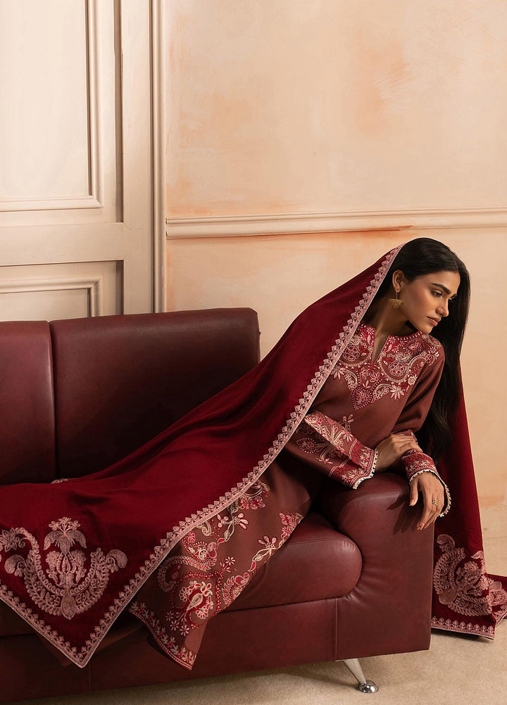 RajBari Exclusive Shawl Unstitched Embroidered Khaddar 3 Piece Suit RB26UES 09 - Winter Collection