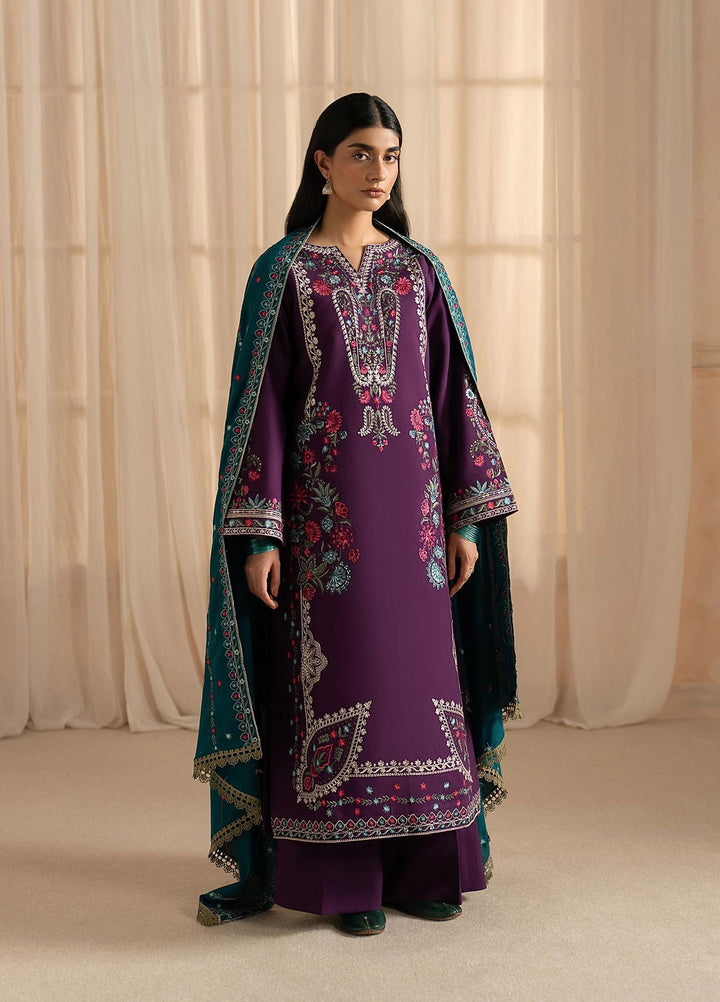 RajBari Exclusive Shawl Unstitched Embroidered Khaddar 3 Piece Suit RB26UES 11 - Winter Collection