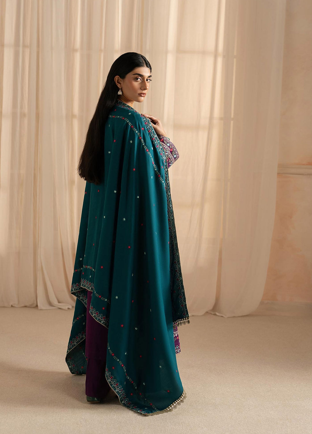 RajBari Exclusive Shawl Unstitched Embroidered Khaddar 3 Piece Suit RB26UES 11 - Winter Collection