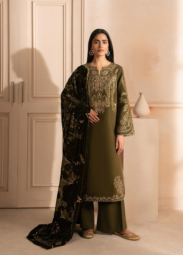 RajBari Exclusive Shawl Unstitched Embroidered Khaddar 3 Piece Suit RB26UES 12 - Winter Collection