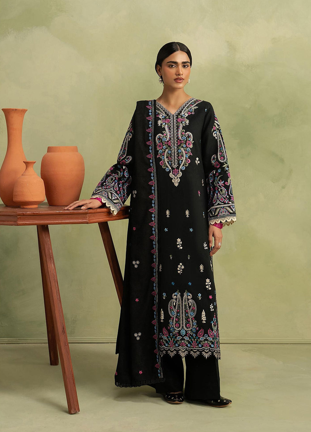 RajBari Exclusive Shawl Unstitched Embroidered Marina 3 Piece Suit RB26UES 14 - Winter Collection