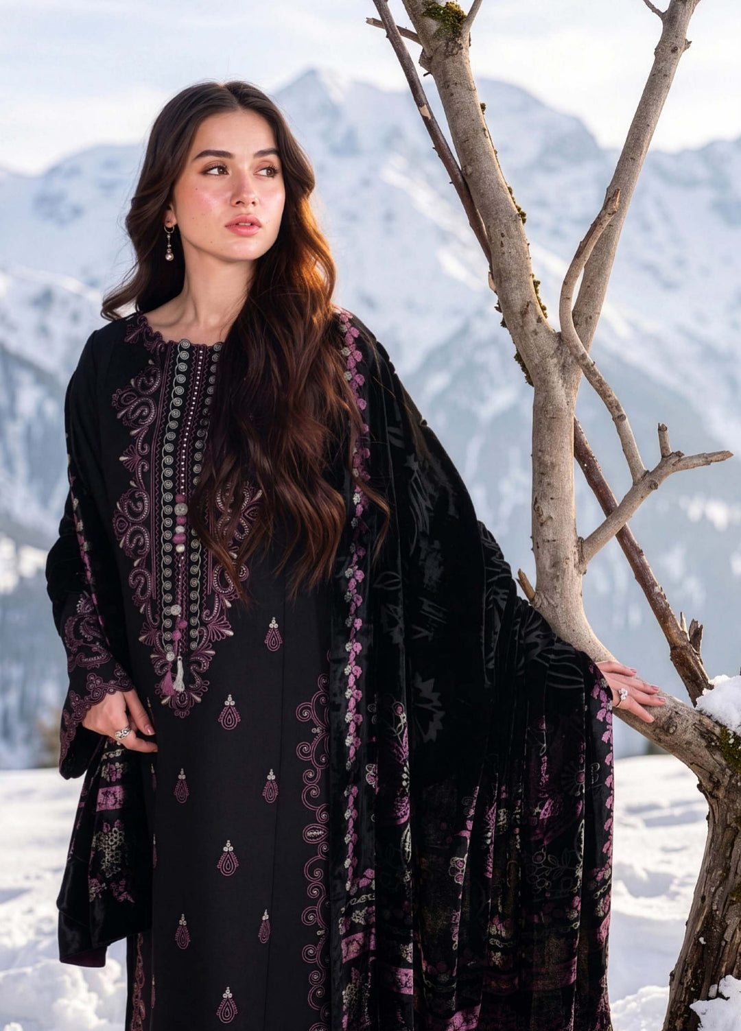 Carnation by Rang Rasiya Unstitched Embroidered Karandi 3 Piece Suit RR26UKW ONYX - Winter Collection