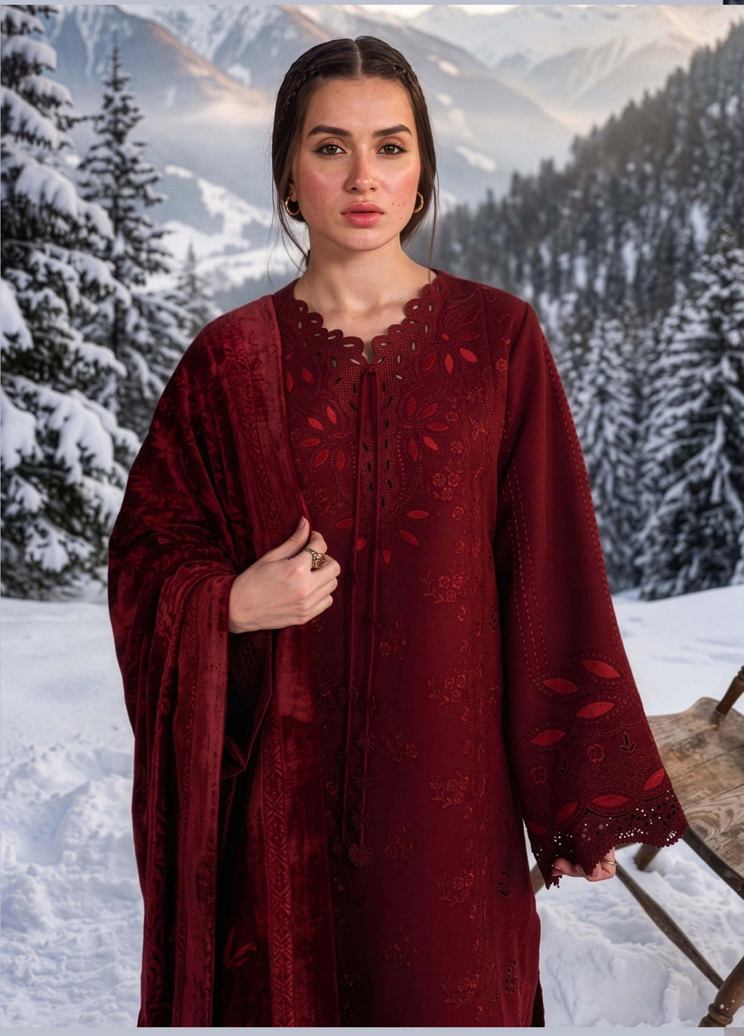 Carnation by Rang Rasiya Unstitched Embroidered Karandi 3 Piece Suit RR26UKW RUBY FROST - Winter Collection