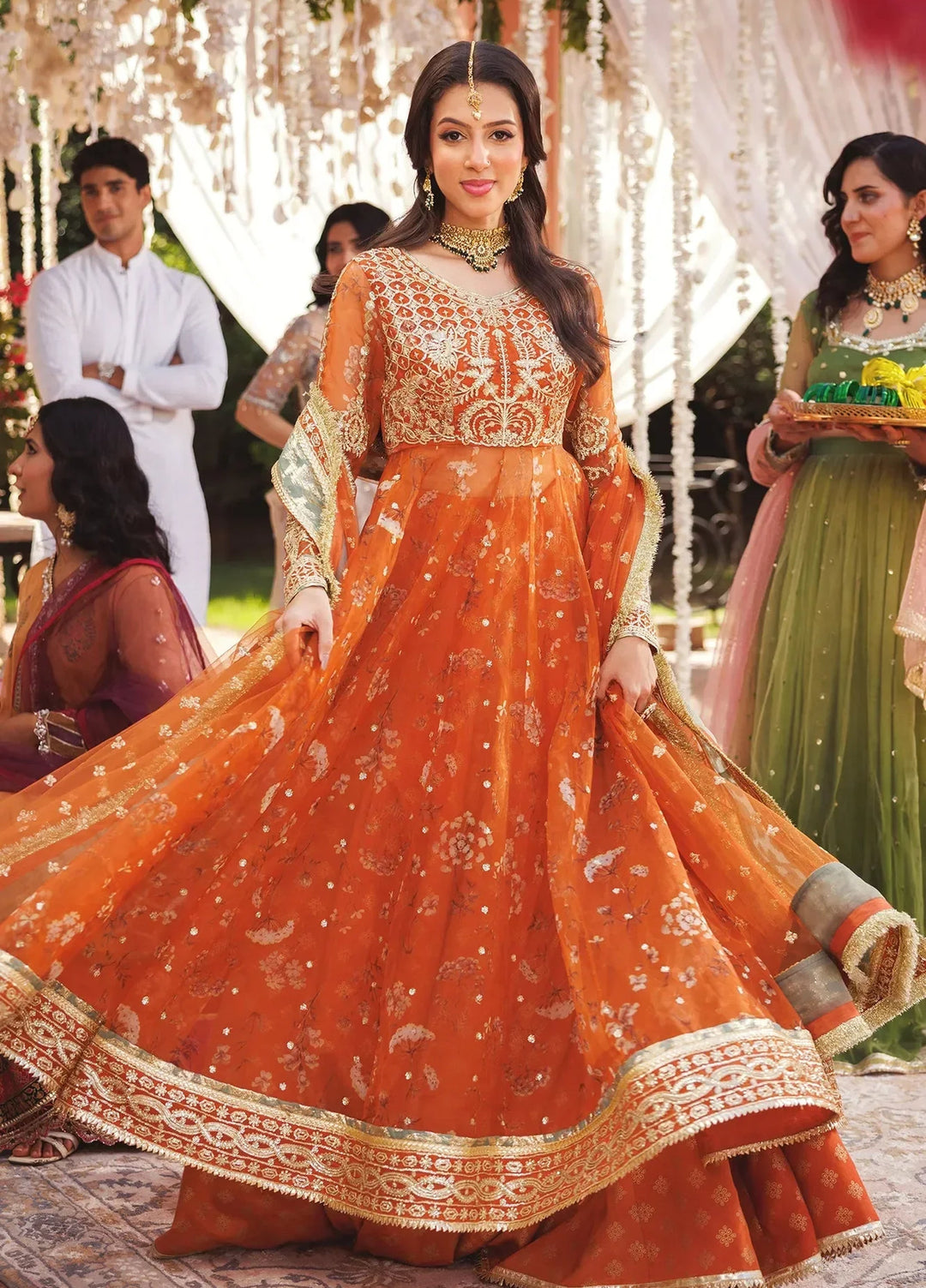 Uniluxe RTW Formal Printed Organza 3 Piece Suit CF00003 Ranya - Festive Collection
