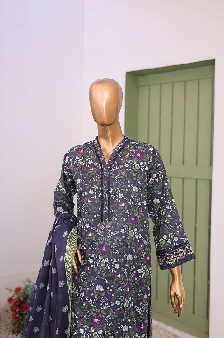 Me and Mummy by Suntex Fabrics RTW Embroidered Lawn 3 Piece Suit Navy Blue Casual Collection