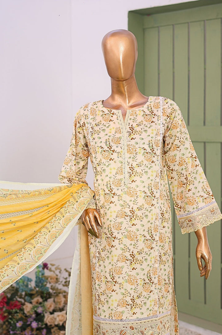 Me and Mummy by Suntex Fabrics RTW Embroidered Lawn 3 Piece Suit Cream-Women Casual Collection