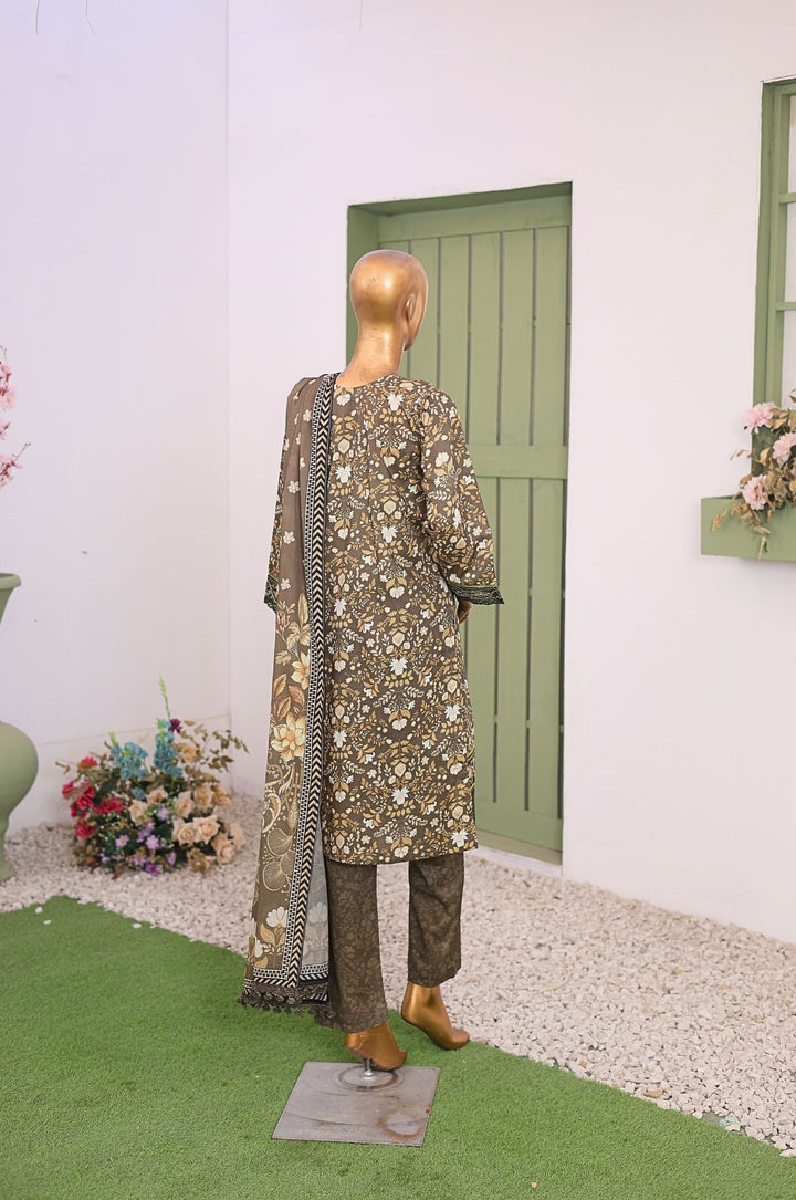 Me and Mummy by Suntex Fabrics RTW Embroidered Lawn 3 Piece Suit Olive Green-Women Casual Collection