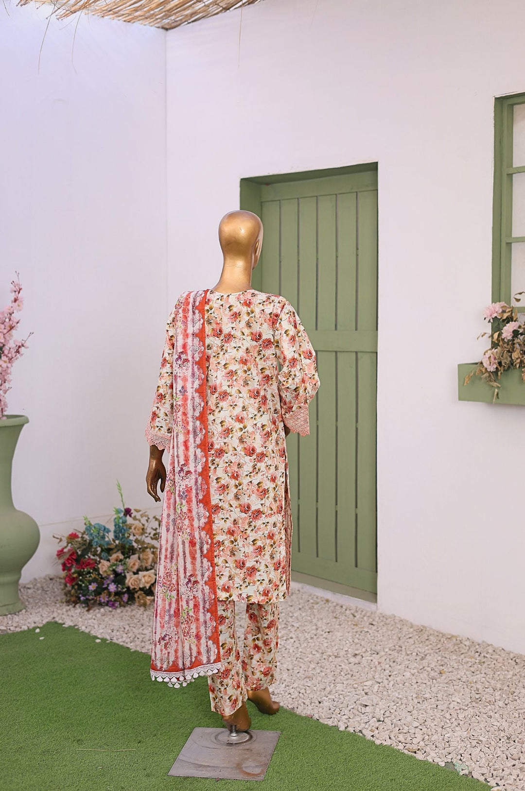 Me and Mummy by Suntex Fabrics RTW Embroidered Lawn 3 Piece Suit Off White-Women Casual Collection